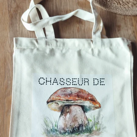 TOTE BAG HÉRISSON ET CHASSEUR DE CHAMPIGNONS