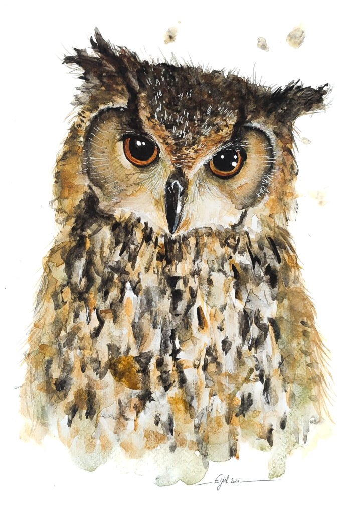 AQUARELLE ORIGINALE DU GRAND -DUC
